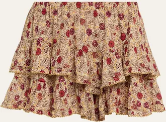 Isabel Marant Jocadia Floral Ruffled Cotton Miniskirt