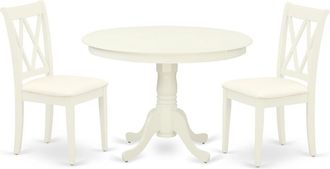 East West Furniture Dining Room Set Linen White, HLCL3-LWH-C