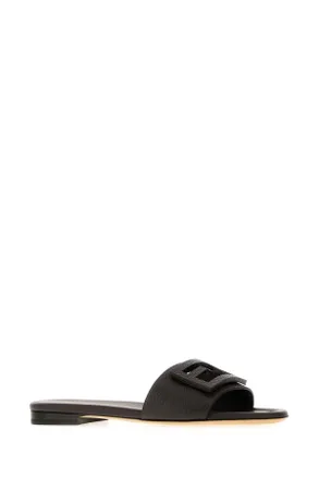 Fendi Leather Baguette Slide - Black
