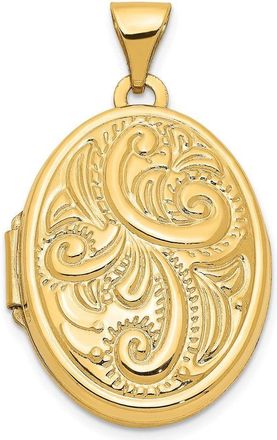 Diamond2Deal 14k Yellow Gold Domed Scroll Design Oval Locket Pendant