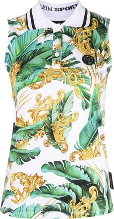 Plein Sport floral sleeveless polo shirt - women - Polyester - S - Green