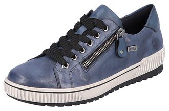 Remonte Plateausneaker REMONTE, Damen, Gr. 36, blau (dunkelblau), Leder, Schuhe Plateausneaker, Freizeitschuh, Halbschuh, Schn&uuml;rschuh mit Aussenreissverschlus