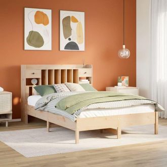 vidaXL Cama Con Estanter&iacute;a Sin Colch&oacute;n Madera Maciza De Pino 160x200cm Vidaxl