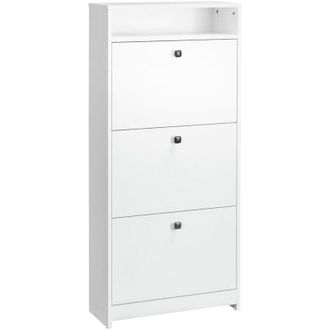 HOMCOM Homcom - Shoe Storage Cabinet Footwear Organiser Space-saving w/ 3 Drawers -White