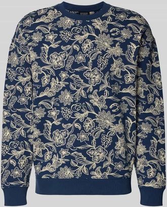 Scotch & Soda Sweatshirt im Allover-Look mit Rundhalsausschnitt in Marine, Gr&ouml;&szlig;e XXL