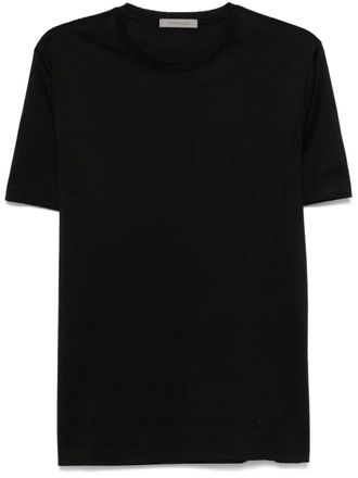 Corneliani embroidered-logo T-shirt - men - Cotton - 50 - Black