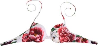 Dolce & Gabbana White Floral Print Halter Bikini Top Womens Swimwear (Pre-Owned)
