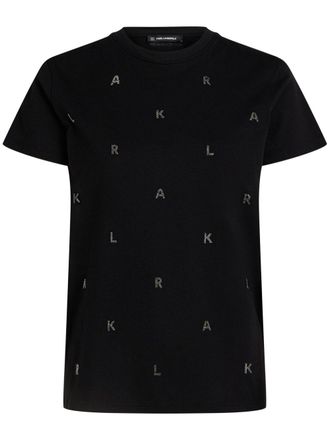Karl Lagerfeld T-shirt verfraaid met stras - Zwart