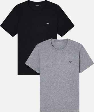 Emporio Armani Mens Emporio Armani 2-Pack Endurance Crew-Neck T-Shirts, Black/Grey - Size: 38