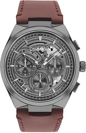 Calvin Klein Reloj Esqueleto Con Correa De Piel Multifunci&oacute;n