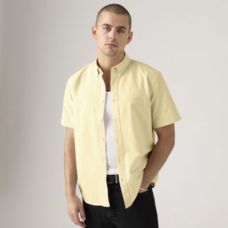 Levi's Short Sleeve Authentic Button Down Lightweight Shirt - Mens - 2XL - Yellow / Double Cream