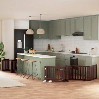 vidaXL Puerta De Perros Plegable 10 Paneles Madera &Aacute;lamo Marr&oacute;n 800 Cm Vidaxl