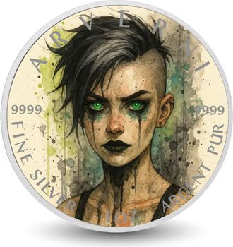 OEM Moneda De Plata Fina De 1 Oz venganza Verde La Llama Esmeralda