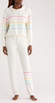 PJ Salvage Stripe Pajama Hoodie & Jogger Set in Natural at Nordstrom Rack, Size Small