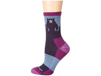 Darn Tough Bear Town Micro Crew Light Cushion Womens Crew Cut Socks Shoes Purple : MD (US 7.5-9.5), Lycra/Merino/Nylon