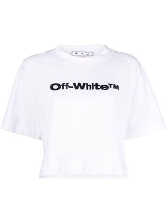 Off-white logo-print T-shirt - women - Organic Cotton/Polyester - M