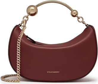 Strathberry Mini Crescent Moon Leather Shoulder Bag in Oxblood at Nordstrom