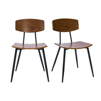 Miliboo Miliboo - Sillas Vintage De Madera Oscura Nogal Y Metal Negro (juego De 2) Joline