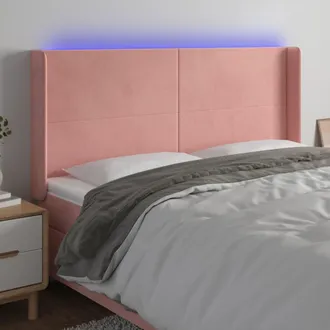vidaXL Cabecero Con Led De Terciopelo Rosa 163x16x118/128 Cm Vidaxl