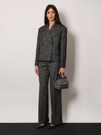 Dolce & Gabbana Womens Striped Wool Blend Trousers Grey Virgin
