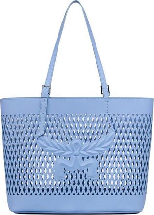 MCM Medium Himmel Shopper in Perforated Calfskin Leather in Della Robbia Blue at Nordstrom