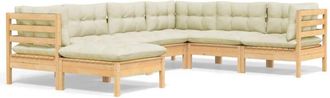 vidaXL Muebles De Jard&iacute;n 7 Pzas Y Cojines Madera Maciza De Pino Crema Vidaxl