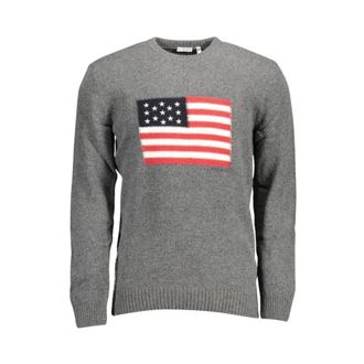 U.S.Polo Association U.S. Polo Assn., Round-neck Knitwear, male, Gray, Size: 2XL Round-neck Wool Sweater