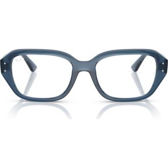 Ray-Ban 53mm Square Optical Glasses in Light Blue at Nordstrom