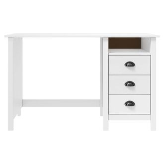 Berkfield Home Desk Hill with 3 Drawers 120x50x74 cm Solid Pine Wood in White | Size: 120 x 50 x 74 cm