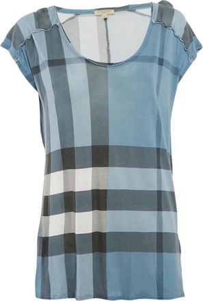 Burberry 2010s geruite top met print - Blauw