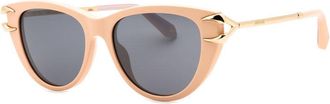 Roberto Cavalli Sunglasses Cat Eye Full Rim, Matte Yellow Havana/gold Frame And Mauve Lens Src0310777