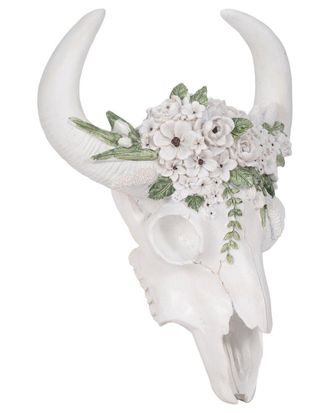 Sagebrook Home 13In Bull Skull With Flowers