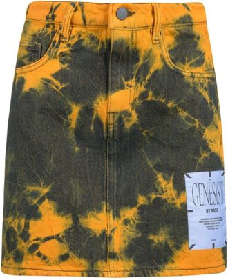 Alexander McQueen Gele & Oranje Mini Rok - Dames - Spijkerrokken - Veelkleurig - W28 - Rokken