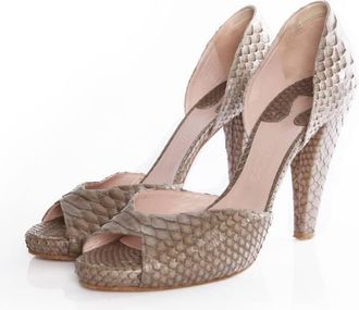 Chlo&eacute; Pre-owned Womens gray python peep-toe pump - Grey Leather - Size EU 40