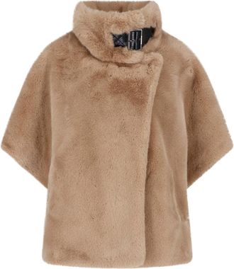 Pinko Beige Faux Fur Cape