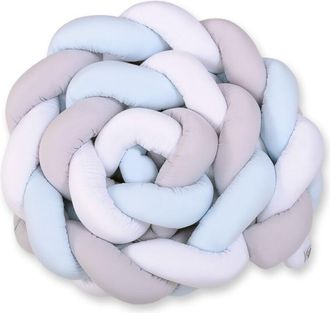 OEM Protector De Cuna Trenzado Xxl - Blanco, Gris Y Azul