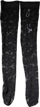 Dolce & Gabbana Black Floral Lace Cotton Stretch Stockings Womens Socks