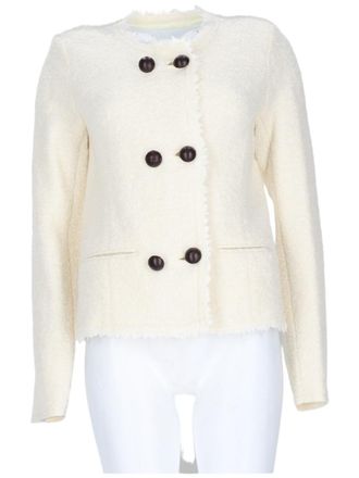 Isabel Marant Cropped Boucl&eacute; Jacket with Textured Fabric and Double-Breasted Front