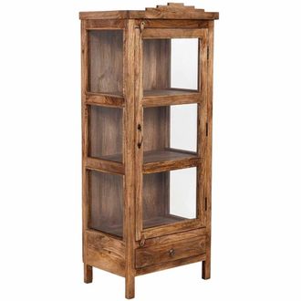 Wanderlust Deco Vitrina de madera artesanal marr&oacute;n 58x40x144h cm