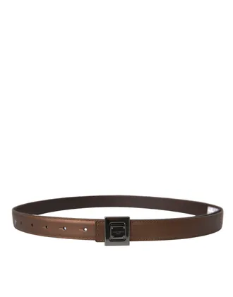 Dolce & Gabbana Womens Bronze Leather Square Metal Buckle Belt