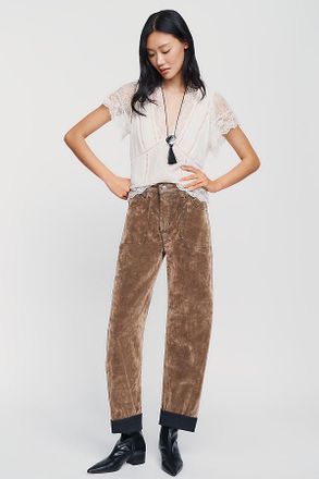Re/Done Rewind Reversible High Rise Barrel Leg Jeans