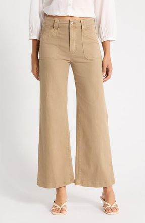 Paige Ari High Waist Wide Leg Utility Pants in Vintage Beechwood at Nordstrom, Size 23