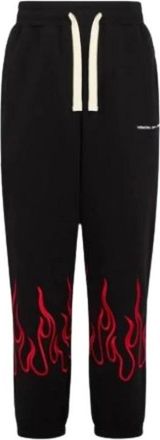 Vision Of Super Zwarte broek met geborduurde vlammen - Heren - Sweatpants - Zwart - L - Broeken
