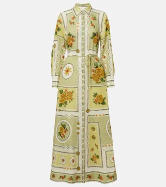 Alemais Al&eacute;mais Dixie belted printed ramie shirt dress