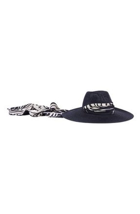 Eugenia Kim Cassidy UPF 25+ Packable Straw Fedora in Black at Nordstrom