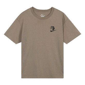 Nike Mens Nike Cartoon Printing Round Neck Short Sleeve Olive Grey T-Shirt DR8915-040
