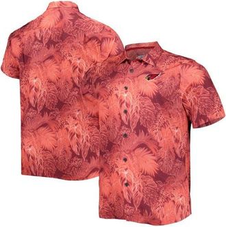 Tommy Bahama Mens Tommy Bahama Cardinal Arizona Cardinals Big & Tall Bahama Coast Luminescent Fronds Camp IslandZone Button-Up Shirt in Red at Nordstrom, Size 3Xb
