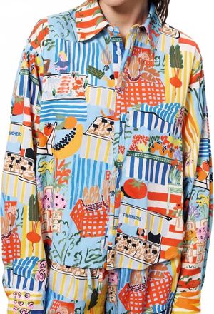 FRNCH Cloane Marche Bleu Long Sleeve Shirt In Blue