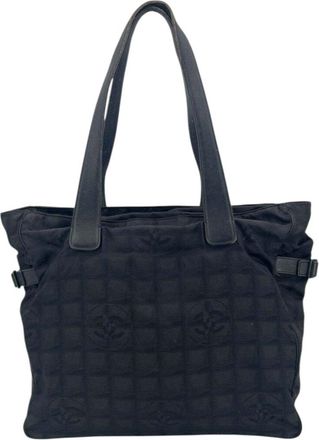 Chanel Black Cotton Classic Cc Shopping Tote (Authentic Pre-Loved)