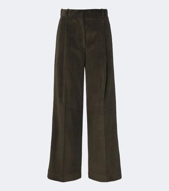 R&oacute;he R&oacute;he Pleated cotton corduroy wide-leg pants